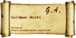Goldman Anikó névjegykártya